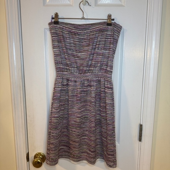 Aqua Strapless Multicolor Textured Knit Dress | Size M | Made in USA - Picture 2 of 10